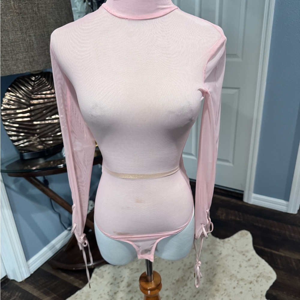 House of CB Pink Long Sleeve Cut Out Bodysuit